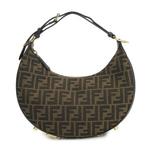 FENDI FF Jacquard Shopper Tote Shoulder Bag Brown